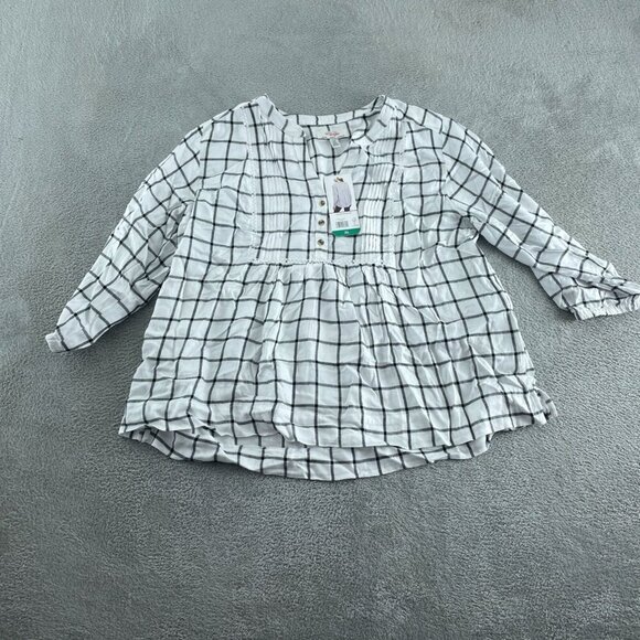 Womens Wrangler Checkered Long Sleeve Tunic Top XL V-Neck  NWT 4343 - Picture 1 of 9